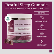 Restful Sleep Gummy: Tart Cherry Extract, Melatonin, Chamomile, & GABA